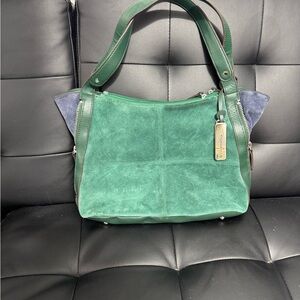 The Sak Green and Navy Suede Shoulder Bag